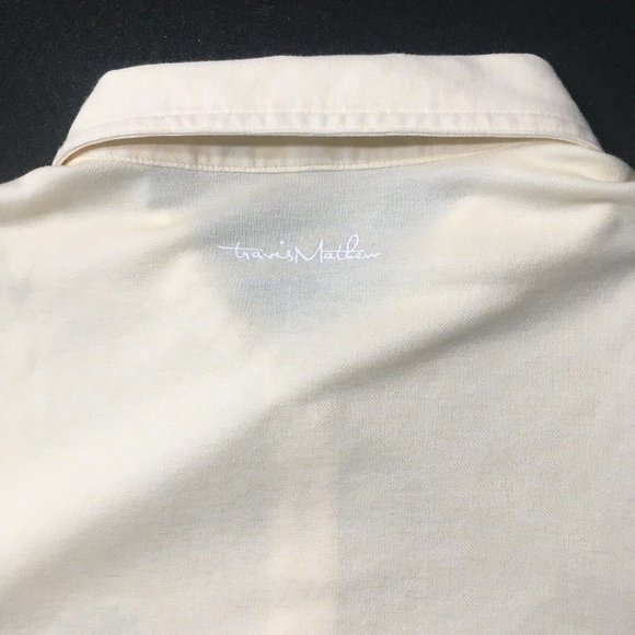 Travis Mathew Polo Shirt Mens Large yellow beige Golf McCarthy ranch embroidered - Picture 9 of 10